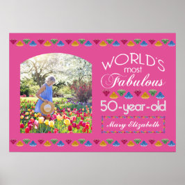 Póster 50.º cumpleaños Las gemas más fabulosas rosan tu f