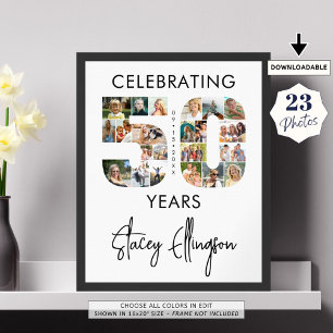 Póster 50.º cumpleaños número 50 23 Collage de fotos