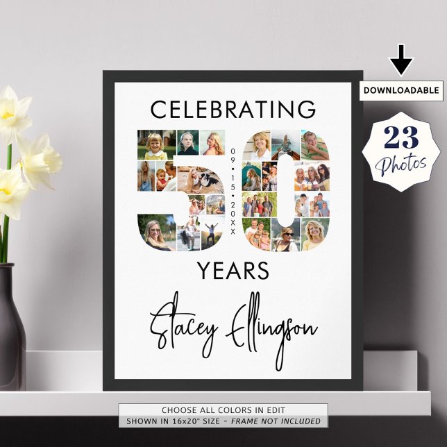 Póster 50.º cumpleaños número 50 23 Collage de fotos (Subido por el creador)