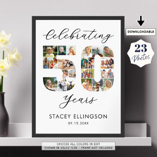 Póster 50.º cumpleaños número 50 23 Collage de fotos