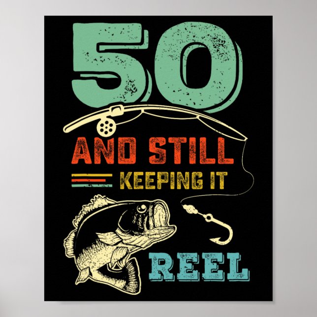 Póster 50.º cumpleaños pescando 50 hombres pescadores Pu (Frente)
