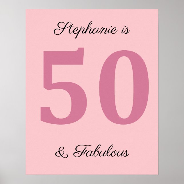Póster 50.º Nombre De Cumpleaños Rosa Cincuenta Y Fabulos (Frente)