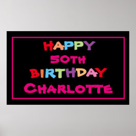Póster 50.º nombre personalizado fiesta de cumpleaños 50