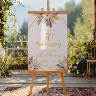 Póster 50.º Poster de Aniversario de la Boda Elegante