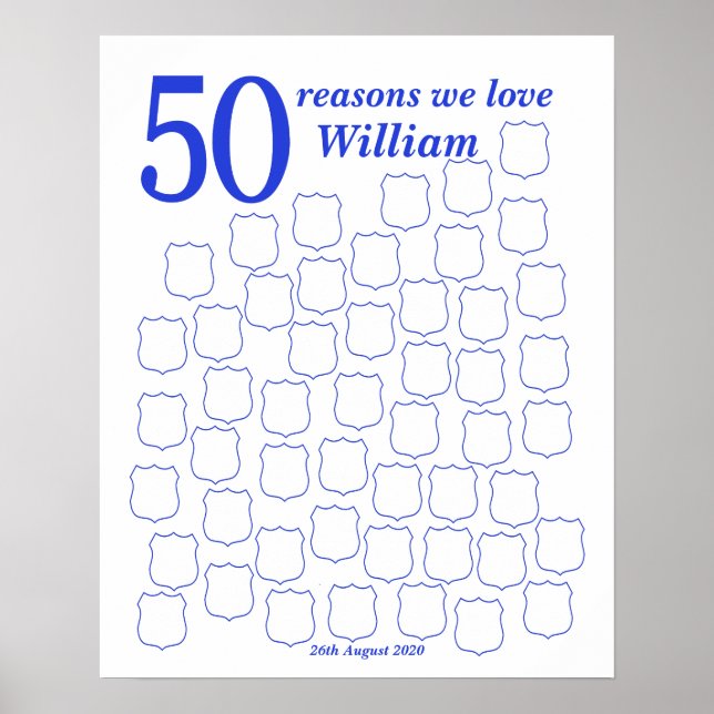 Póster 50.º Poster de libros de invitados de cumpleaños d (Frente)