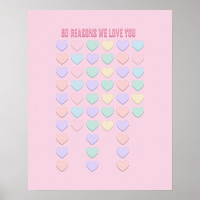 Póster 50.º Regalo de cumpleaños - 50.º Te queremos (Frente)