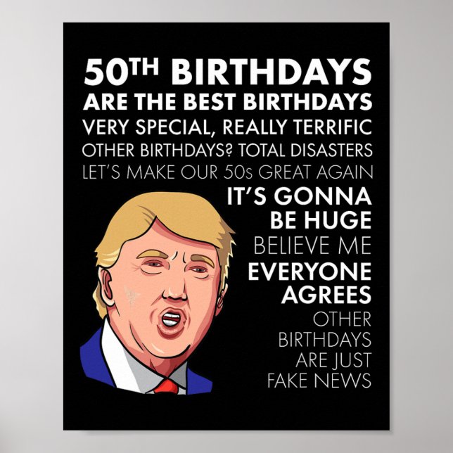 Póster 50.º Regalo De Cumpleaños Cita Graciosa De Trump P (Frente)