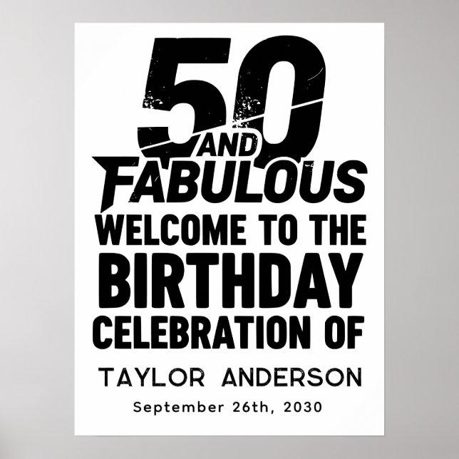 Póster 50 and Fabulous Bold Grunge Welcome Celebration (Frente)