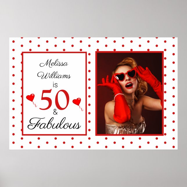 Póster 50 and Fabulous Photo Red 50th Birthday WH Red LG (Frente)