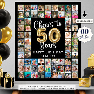 Póster 50 Aniversario 69 Collages de fotos Saludos a 50 a