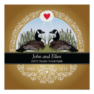 Póster 50° aniversario Boda personalizado, Geese