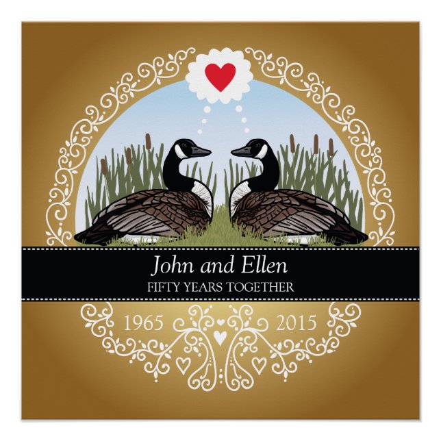 Póster 50° aniversario Boda personalizado, Geese (Anverso)