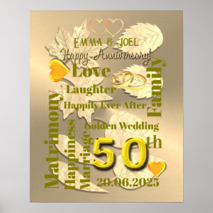 Póster 50 Aniversario del Boda de Oro personalizado