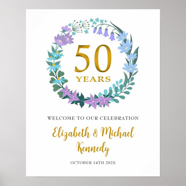 Cartel del 50 aniversario, Aniversario de bodas de oro, decoración del 50  aniversario, cartel del 50 aniversario, Bienvenidos al 50 aniversario -   España