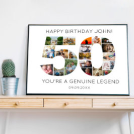 Póster 50 años Collage de fotos Cumpleaños, fiesta