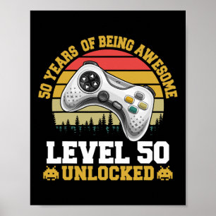 Póster 50 años de cumpleaños impresionante videojugador d