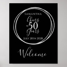 Póster 50 Años de Cumpleaños Saludos 50 Años de Plata Neg