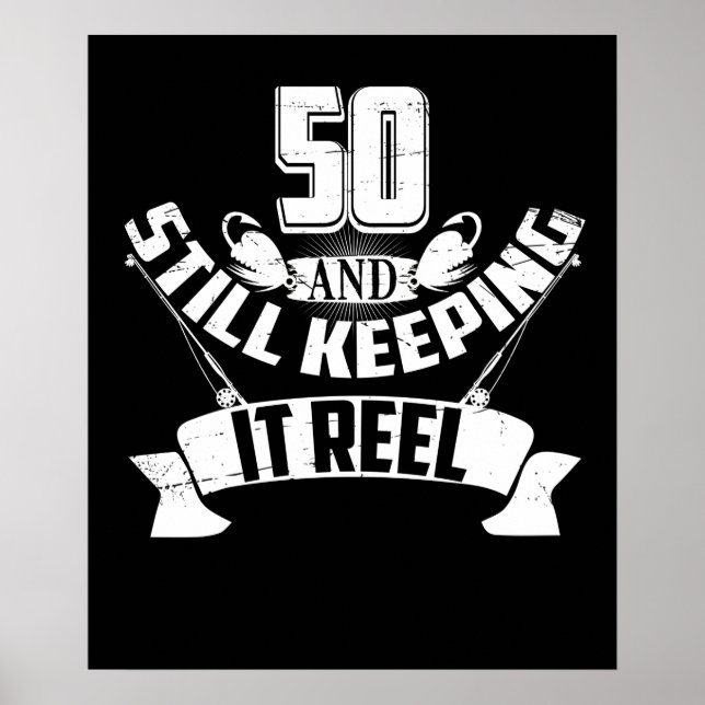 Póster 50 años del divertido pescador pescador de regalo  (Frente)