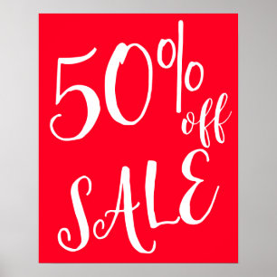 Póster 50% de descuento Rótulo de venta, Rótulo de venta
