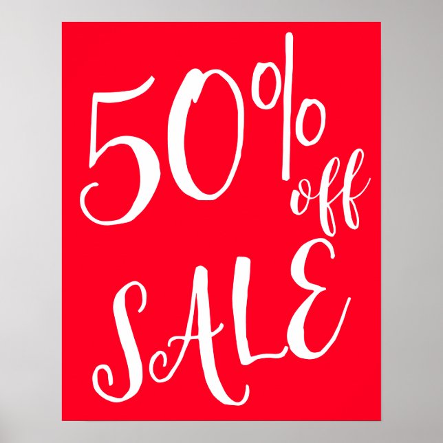Póster 50% de descuento Rótulo de venta, Rótulo de venta  (Frente)