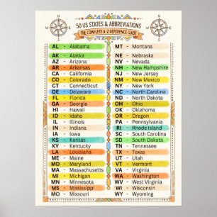 Póster ★ 50 Estados Unidos de América (Estados de EE. UU.