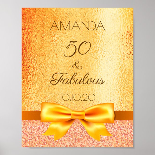 Póster 50 fabulosa fiesta de cumpleaños bienvenida con ar (Frente)