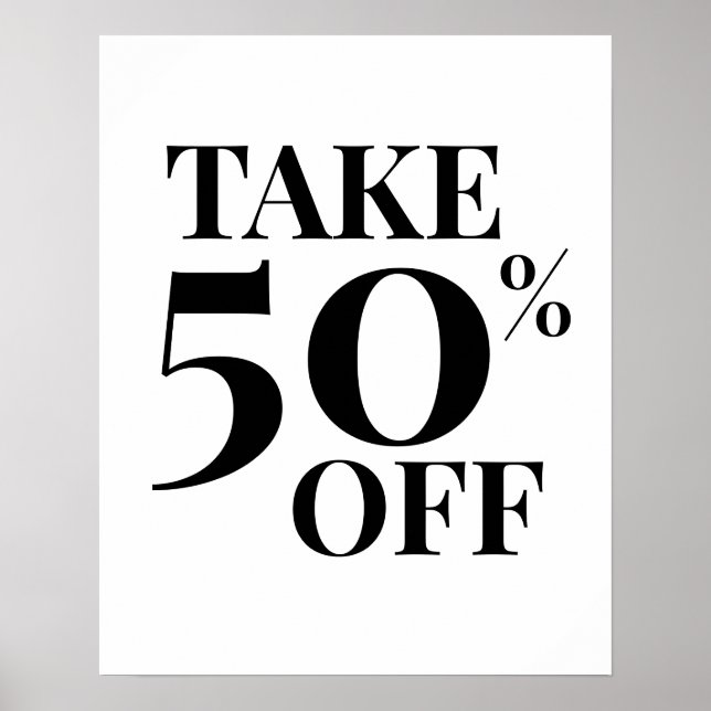 Póster 50% Off Sale Sign, Black and White Sale (Frente)