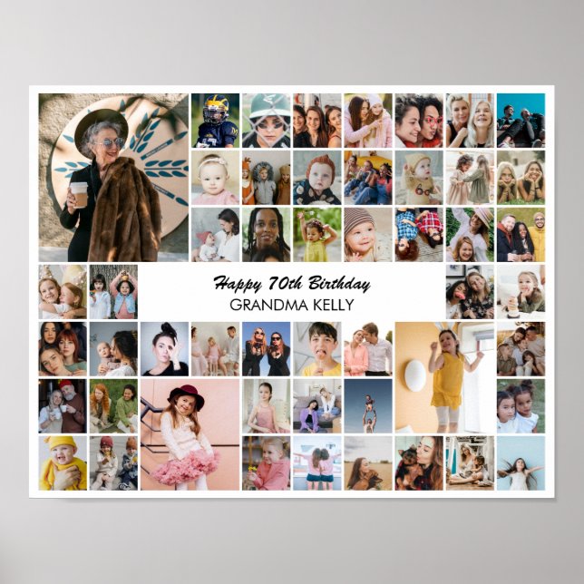 Póster 50 Photo Collage Personalized Birthday Gift (Frente)