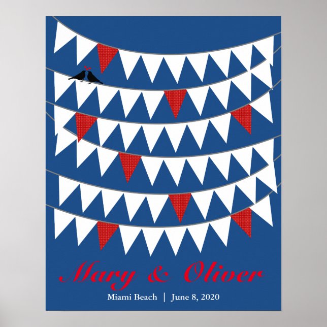 Póster 50 Poster del libro de invitados de Bunting Red Bl (Frente)
