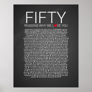 Póster 50 razones por las que te amamos boda promete amar