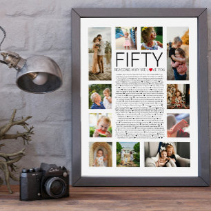 Póster 50 razones por las que te amamos collage de fotos