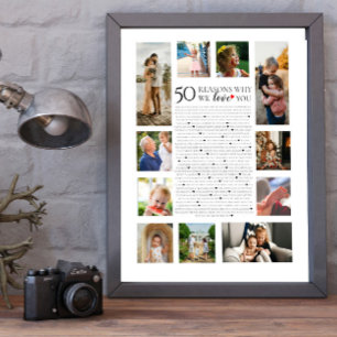 Póster 50 razones por las que te amamos collage de fotos