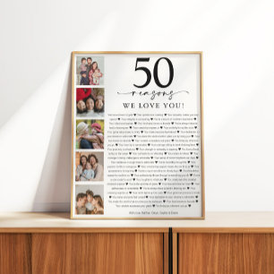 Póster 50 Razones por las que te Amamos Cumpleaños o Aniv