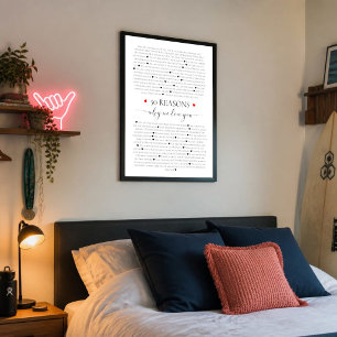 Póster 50 razones por las que te amamos regalo de cumplea
