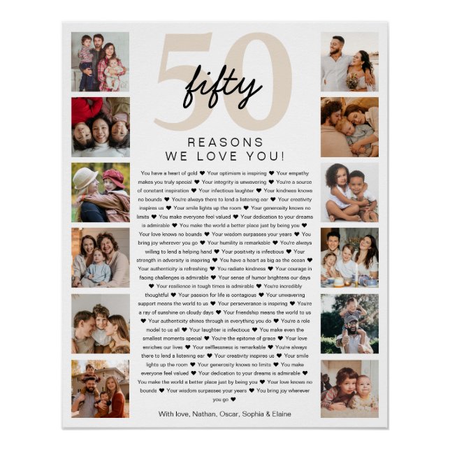 Póster 50 Reasons We Love You Birthday Keepsake Gift (Anverso)