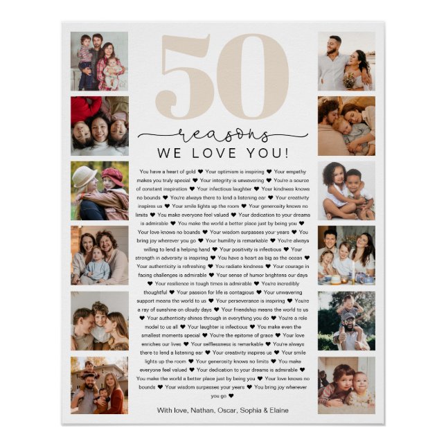 Póster 50 Reasons We Love You Birthday Keepsake Gift (Anverso)