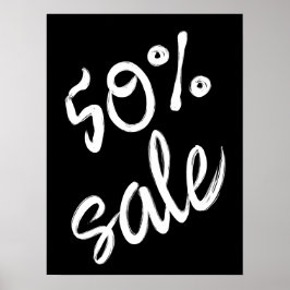 Póster 50% Rótulo de venta, 18x24 venta en blanco y negro