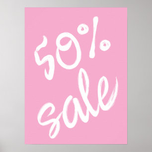 Póster 50% Rótulo de venta, 18x24 venta rosa