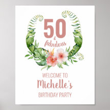 50 y fabulosa fiesta de cumpleaños elegante y rosa