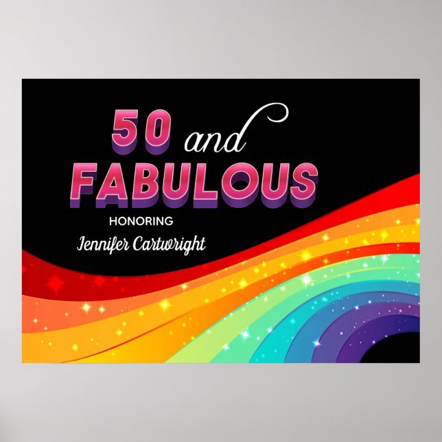 Póster 50 y fabuloso cumpleaños arcoíris (Frente)