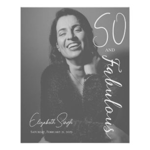 Póster 50 y Fabuloso Cumpleaños Fiesta de Fotos en Blanco