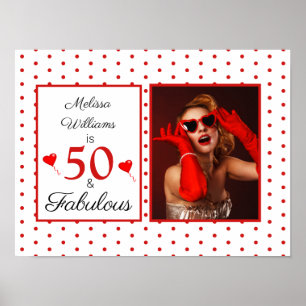 Póster 50 y fabuloso foto rojo 50 cumpleaños WH Red SM