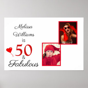 Póster 50 y fabuloso nombre dos fotos 50 cumpleaños SM