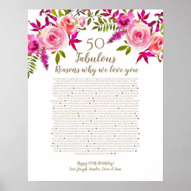 Póster 50 y fabuloso regalo de cumpleaños para las cosas  (Frente)