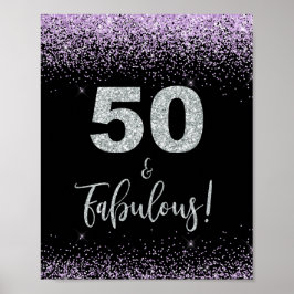 Póster 50 y fabuloso Rótulo de fiesta de cumpleaños negro