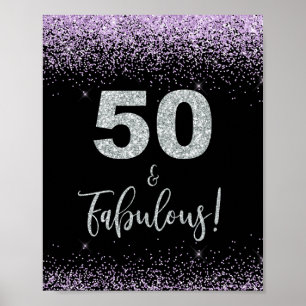 Póster 50 y fabuloso Rótulo de fiesta de cumpleaños negro