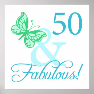 Póster 50 Y Fabulosos Regalos De Cumpleaños (Aqua)