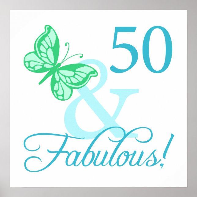 Póster 50 Y Fabulosos Regalos De Cumpleaños (Aqua) (Frente)