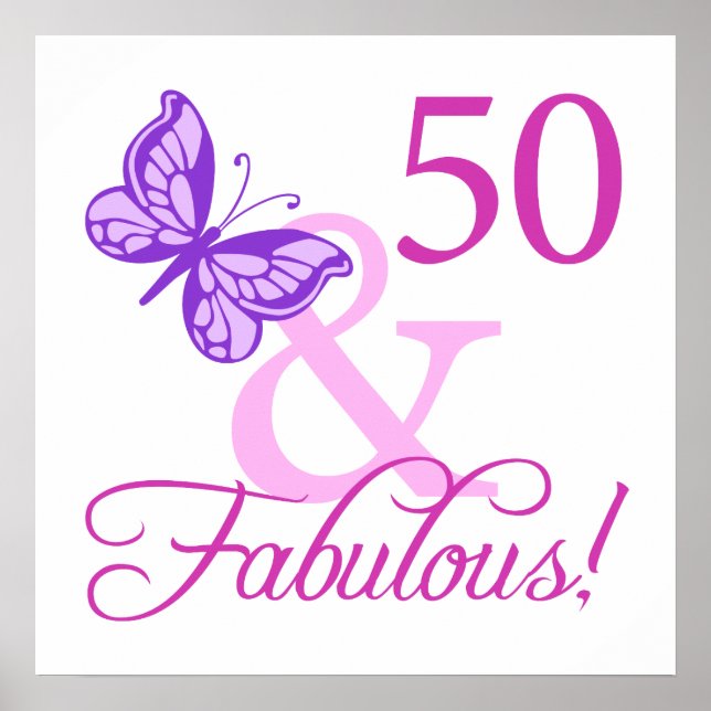 Póster 50 Y Fabulosos Regalos De Cumpleaños (Plum) (Frente)