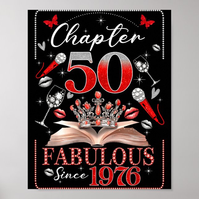 Póster 50th Birthday Queen Chapter 50 Fabulous Since 1976 (Frente)
